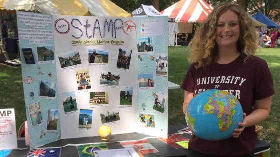 A study abroad mentor at Festival ISU booth